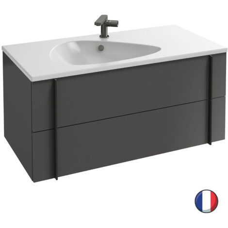 Meuble vasque 100 cm JACOB DELAFON Nouvelle Vague gris brillant