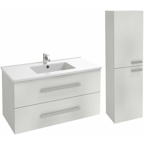 Meuble vasque 100 cm JACOB DELAFON Ola up + colonne de salle de bain blanc