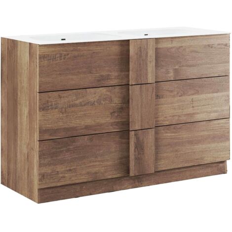 Meuble Vasque 122cm 3 tiroirs aspect bois finition Mercure - ZEUS