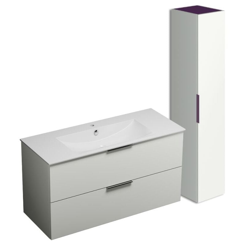 Burgbad - Meuble vasque 120 cm Olena blanc brillant + colonne