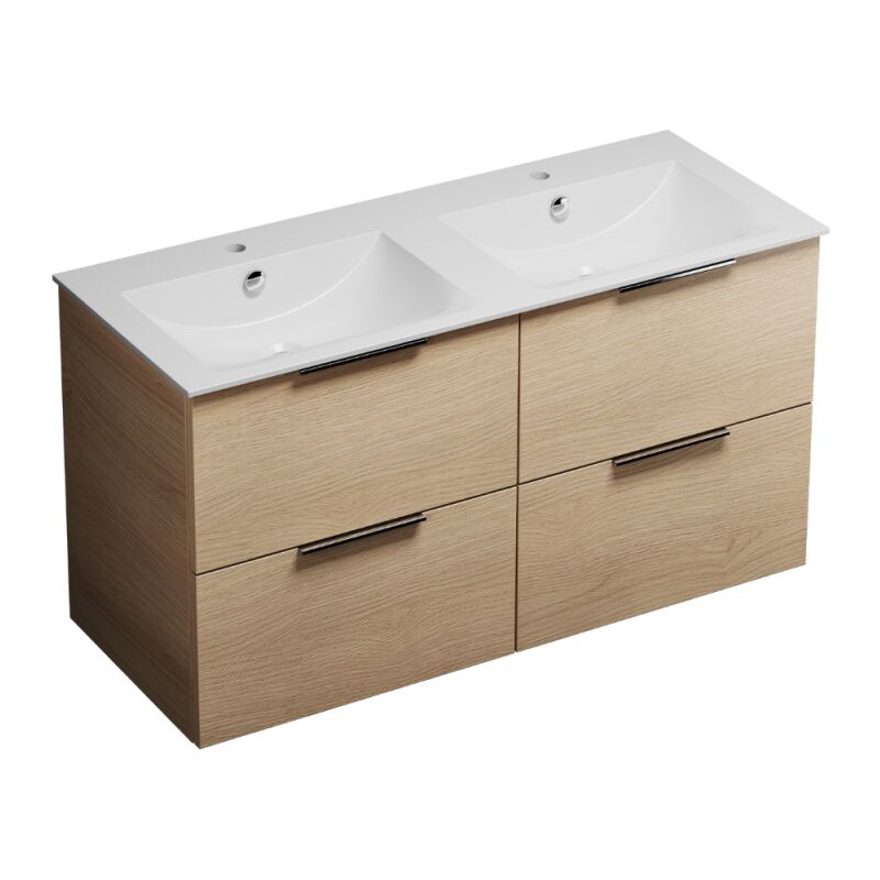 Meuble double vasque 120 cm Burgbad Olena chêne clair