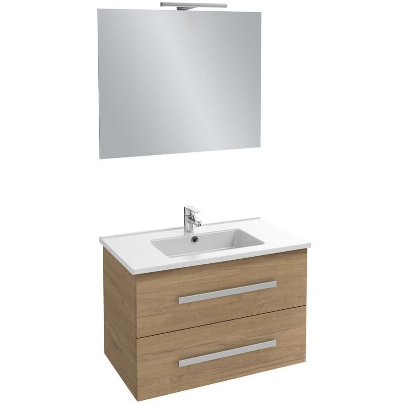 Jacob Delafon - Meuble vasque 80 cm Ola Up chêne colorado avec miroir et spot