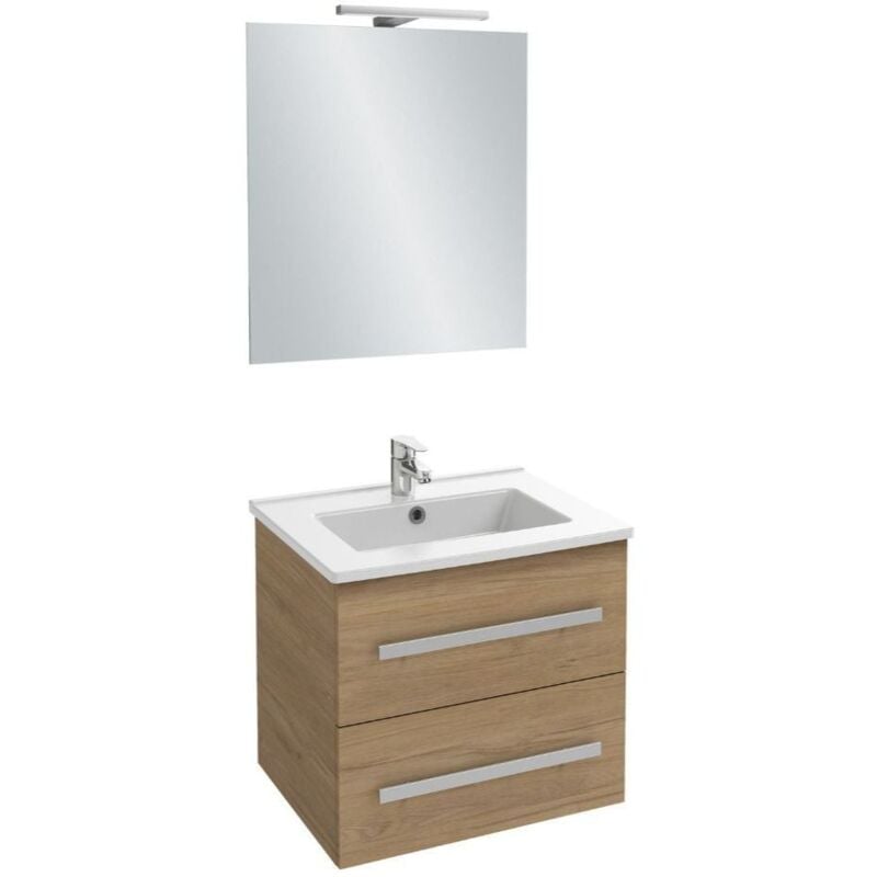 Jacob Delafon - Meuble vasque 60 cm Ola Up chêne avec miroir et spot