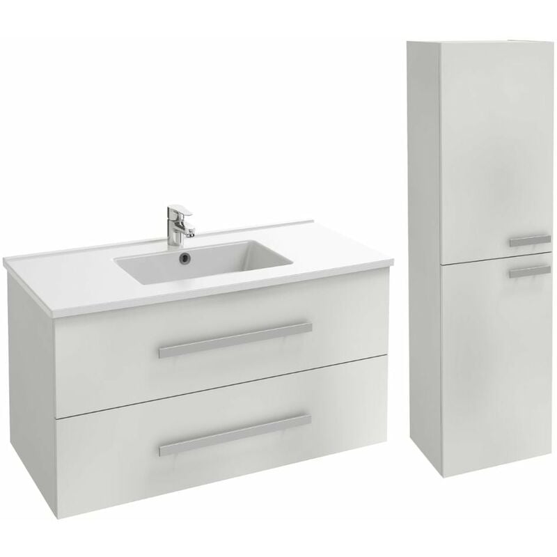 Jacob Delafon - Meuble vasque 100 cm Ola up + colonne de salle de bain blanc