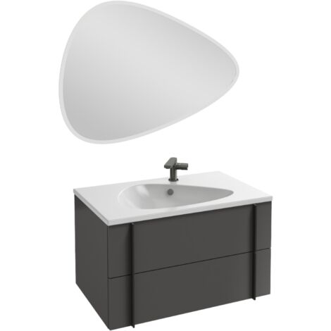Meuble vasque 80 cm JACOB DELAFON Nouvelle Vague gris brillant + miroir