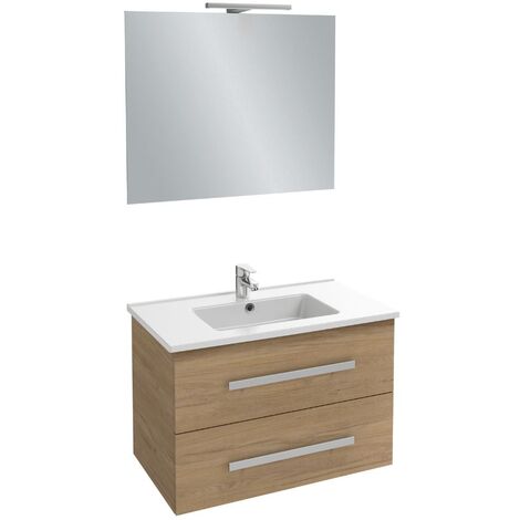Meuble vasque 80 cm JACOB DELAFON Ola Up chêne colorado avec miroir et spot