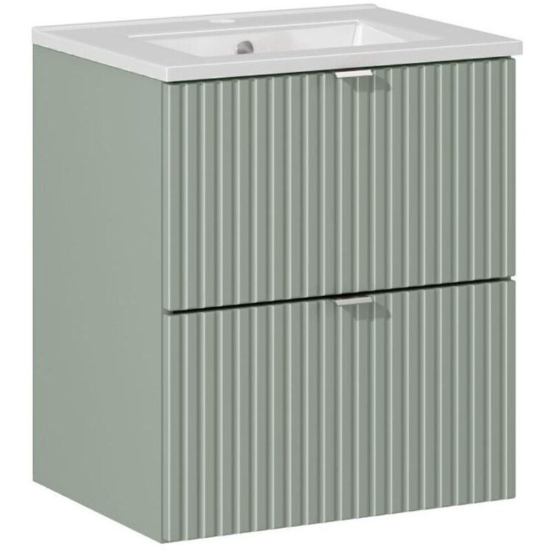 Meuble vasque à encastrer 50 cm - A tiroirs - Vert Roseau - Livraison gratuite