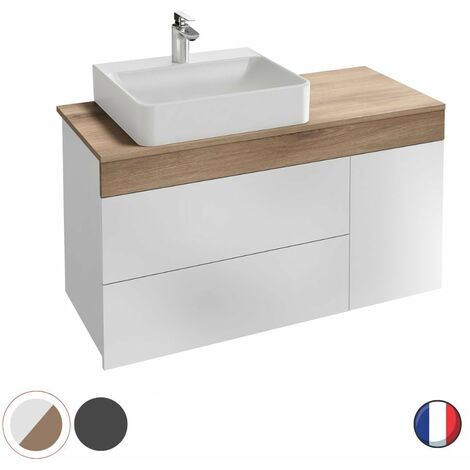 Meuble vasque à poser à gauche 83 cm JACOB DELAFON Sully blanc et chêne