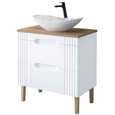 Meuble vasque à poser sur pieds 80 cm - Oceanie White - Livraison gratuite