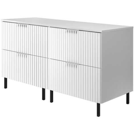 Meuble vasque, Blanc, 120 (2 × 60) × 77 × 46 cm, poignée argentée, pieds noirs + Plan de travail