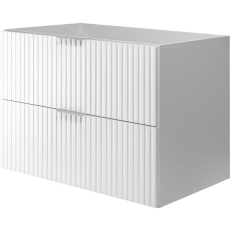 Meuble vasque, Blanc, 80 × 57 × 46 cm, poignée argentée, sans plan de travail
