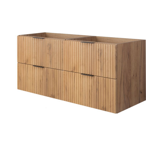 Meuble vasque, Chêne Craft, 120 (2 × 60 cm) × 57 × 46 cm, poignée noire, sans plan de travail