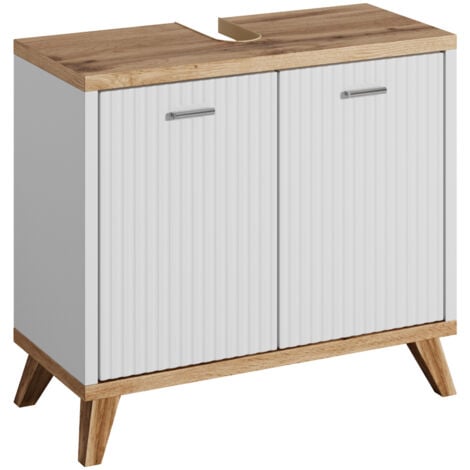 Meuble vasque Colima 60 x 28 x 54 cm - Badplaats - Chêne avec Blanc