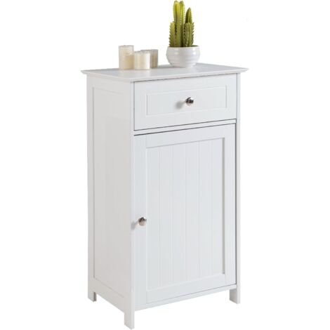 Meuble vasque de salle de bain avec tiroir et porte, solution de rangement gain de place en bois, commode pour salle de bain, cuisine, salon, 43 x 34 x 77 cm, style moderne (noir)
