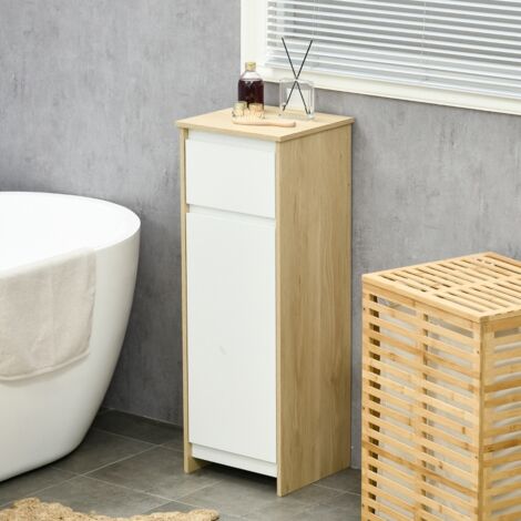 Meuble vasque de salle de bain avec tiroirs et étagères internes réglables, en panneaux de fibres de moyenne densité, dimensions : 32,6 x 30 x 90 cm