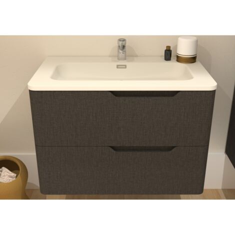 Meuble vasque LUNA Tissé Gris 80 cm - SANS miroir