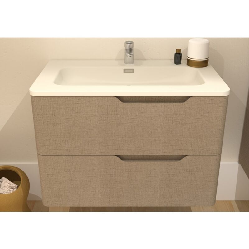 Meuble vasque LUNA Tissé Lin 80 cm - SANS miroir