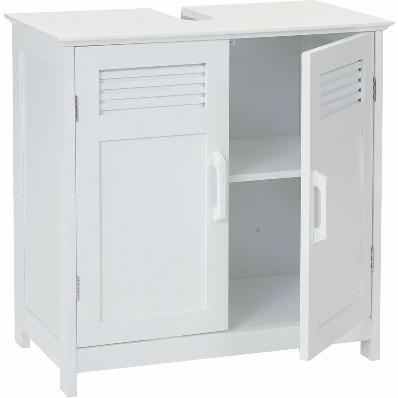 Meuble vasque meuble de salle de bain avec portes et étagère 60x60x30cm blanc 040001488