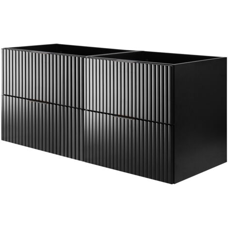 Meuble vasque, Noir, 120 (2 × 60) × 57 × 46 cm, poignée noire, sans plan de travail