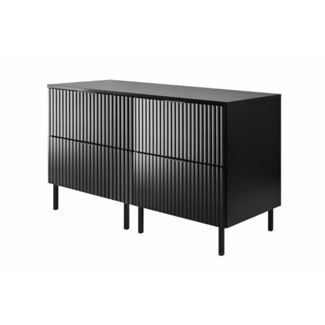 Meuble vasque, Noir, 120 (2 × 60) × 77 × 46 cm, poignée noire, pieds noirs + Plan de travail