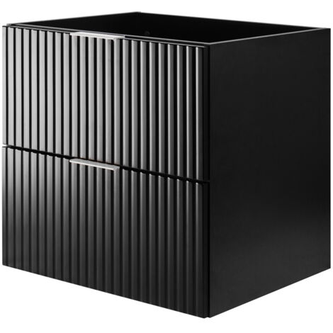 Meuble vasque, Noir, 60 × 57 × 46 cm, poignée argentée, sans plan de travail