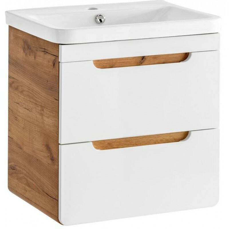 meuble vasque salle de bain + lavabo 50x59x39cm aruba blanc 824 moderne de haute qualité
