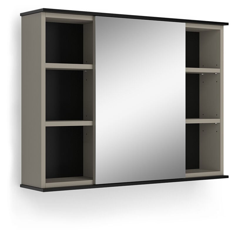 Vicco - Armoire de toilette Joli, Grège, 80x60cm avec miroir