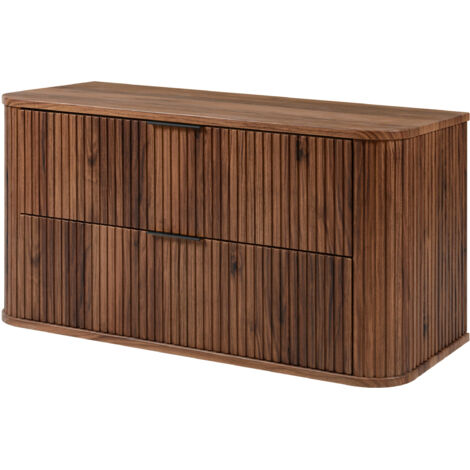 Meuble vasque suspendu pour salle de bain, chêne noyer, 100 × 51,7 × 41,5 cm