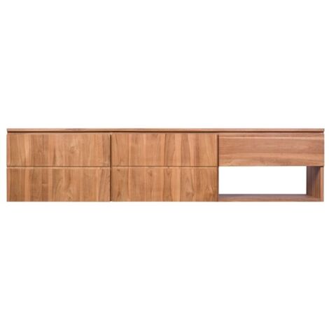 Meuble vasque suspendu teck massif 2 portes 200cm SUSANE - 200x50x46 cm - Kayu Meuble