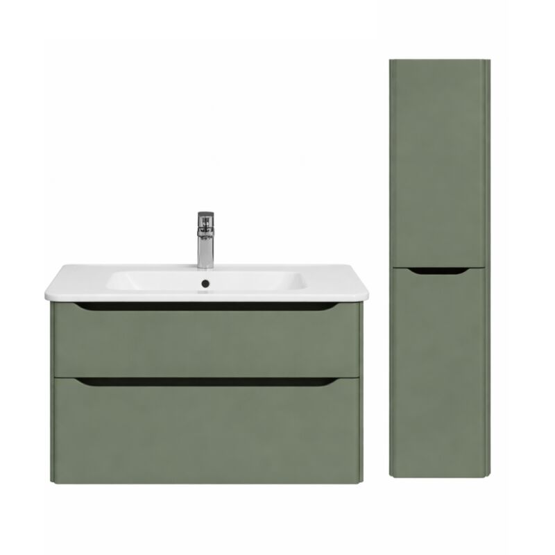 Meuble vasque suspendu Vitra Sento Round 120cm Vert mat + Colonne version droite
