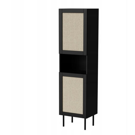 Meuble Vitrine de rangement sur pied 50x180x40 Noir mat Modèle YOTA