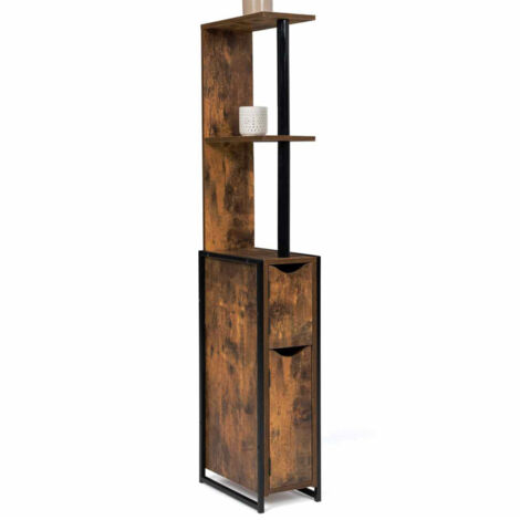 Meuble WC 2 portes DAYTON avec étagères design industriel - Multicolore