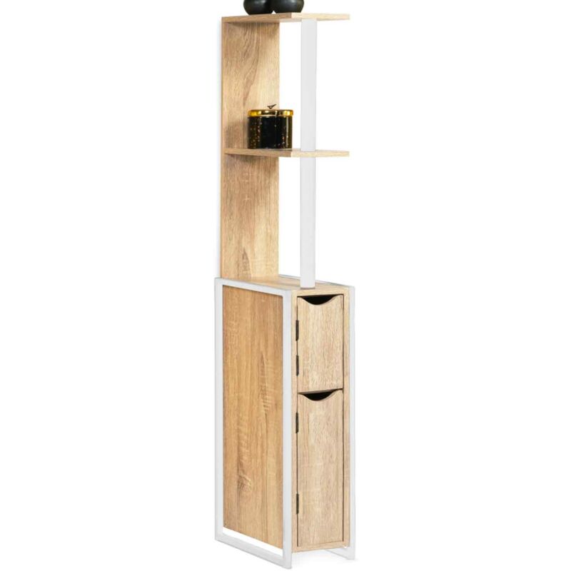 Meuble wc 2 portes detroit avec étagères métal blanc design industriel