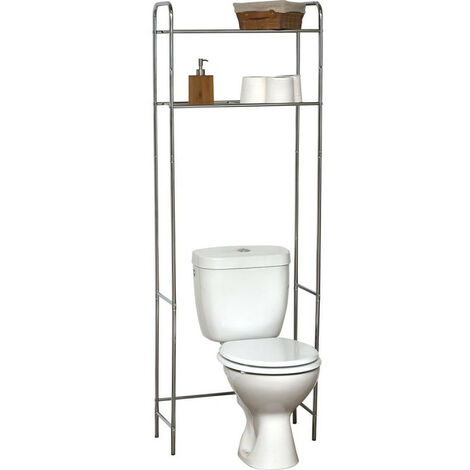 Meuble WC 2 tablettes pour toilettes chrome