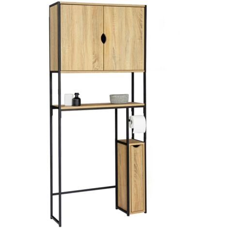 IDMARKET Meuble WC 3 en 1 avec armoires de rangement DETROIT design industriel
