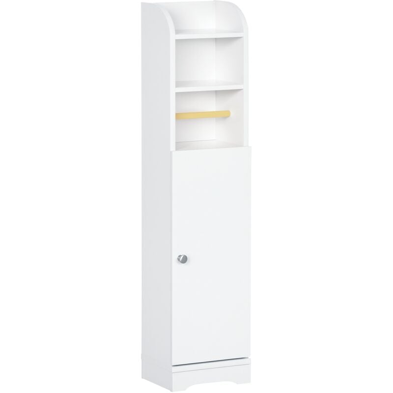 Meuble wc armoire toilette - porte, 2 étagères, niche, support papier - dim. 23L x 18l x 100H cm - blanc