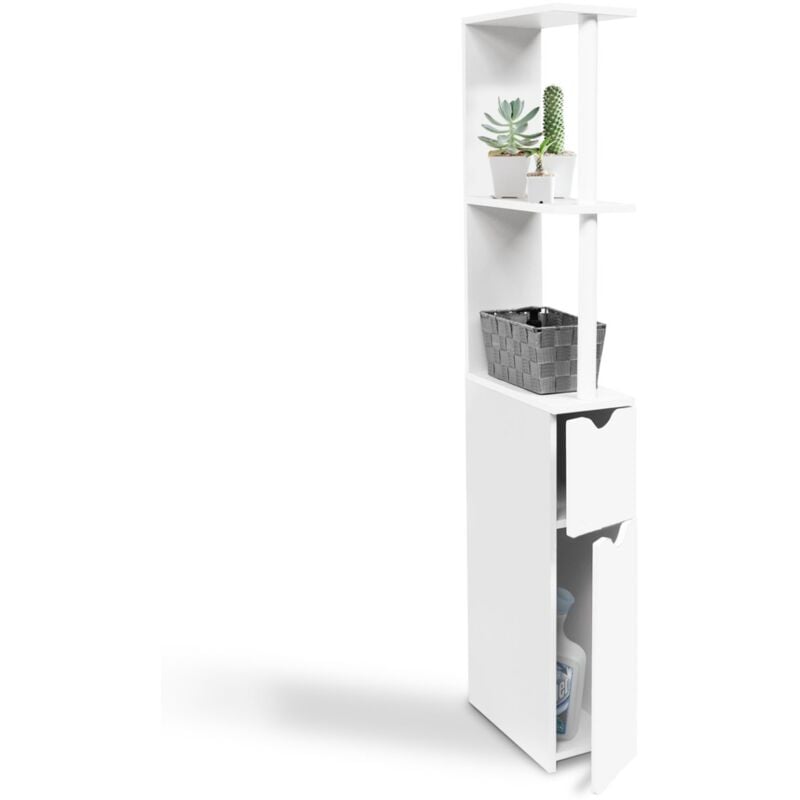 Meuble wc étagère bois willy 2 portes blanc