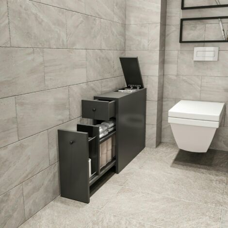 Meuble WC gris anthracite, 2 tiroirs 1 porte MARFA