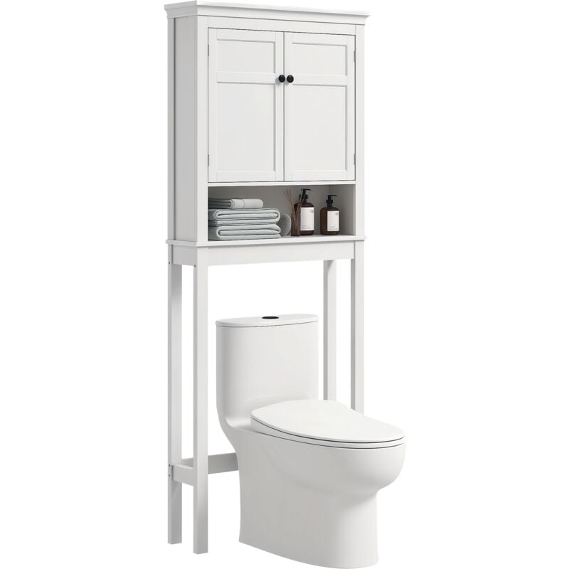 Meuble wc meuble dessus toilettes style classique chic 2 portes étagère niche blanc