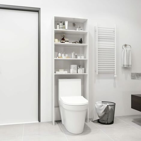 Meuble WC Moderne - Meuble pour machine à laver Blanc brillant 64x24x190 cm FR3866