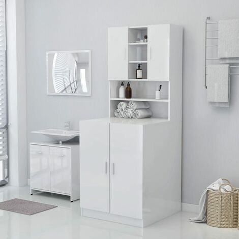 Meuble WC Moderne - Meuble pour machine à laver Blanc brillant 71x71,5x91,5 cm FR4722