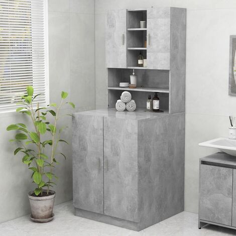 Meuble WC Moderne - Meuble pour machine à laver Gris béton 70,5x25,5x90 cm FR9155