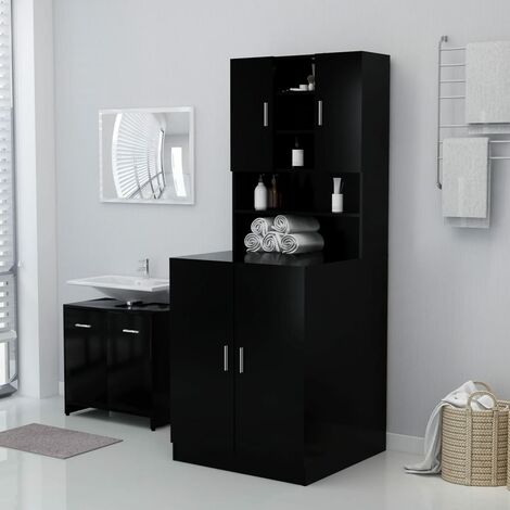 Meuble WC Moderne - Meuble pour machine à laver Noir 71x71,5x91,5 cm FR2894