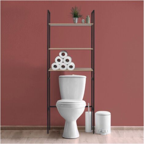 Meuble wc pont de rangement étagère wc bois et métal SAO