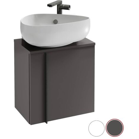 Jacob Delafon – Meuble sous vasque WC suspendu – Vasque à poser Nouvelle Vague – Gris anthracite – Dimensions 45x30x46.8 cm – Finition basalte