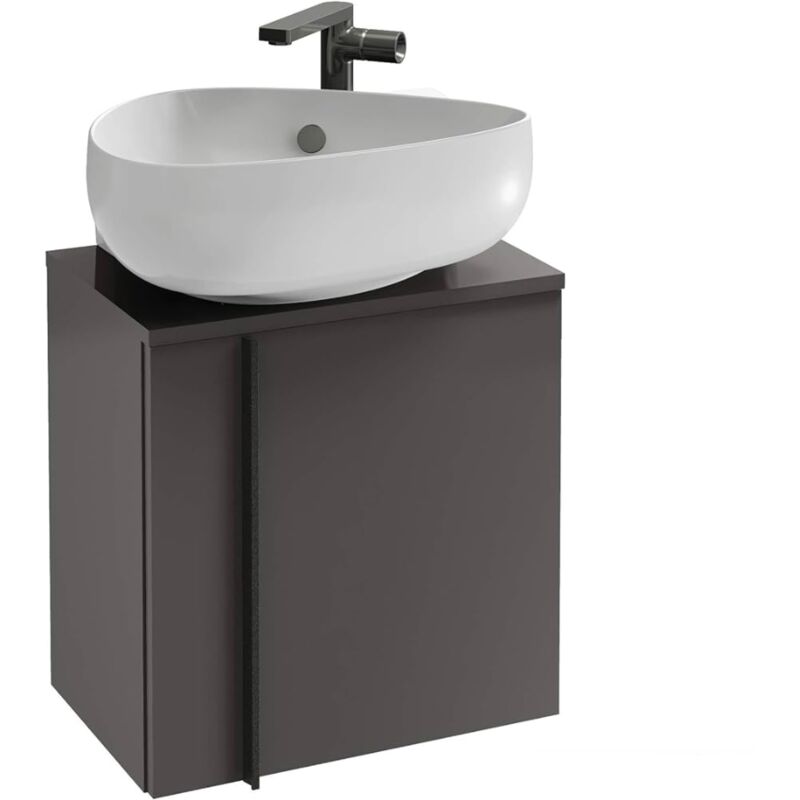 Jacob Delafon - Meuble wc sous vasque Nouvelle Vague + vasque Gris anthracite, v. gauche