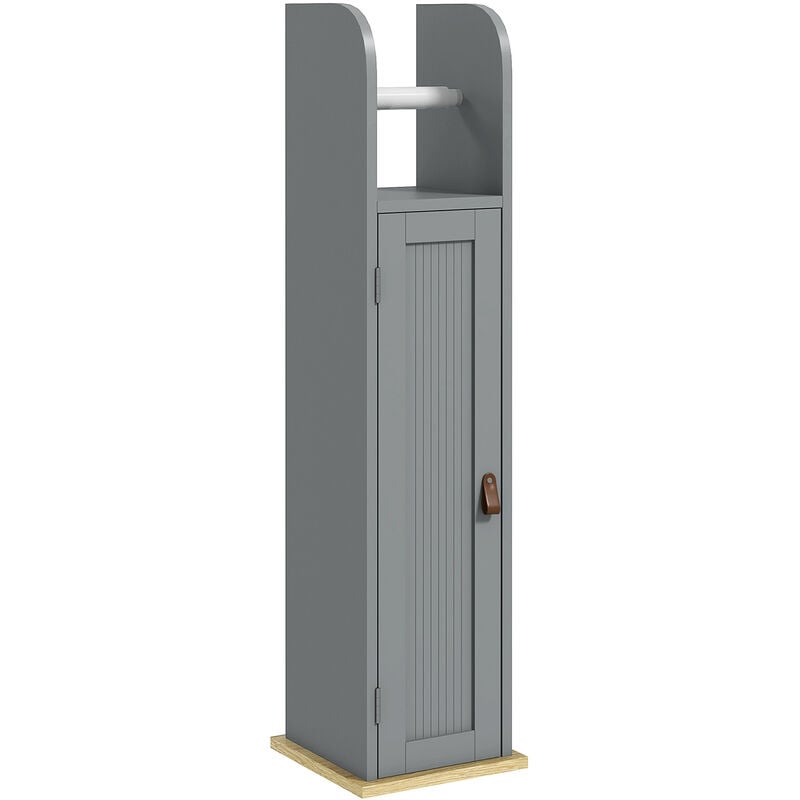Support papier toilette - porte-papier toilette - armoire pour papier toilette - porte, 2 étagères, sortie papier gris bois clair