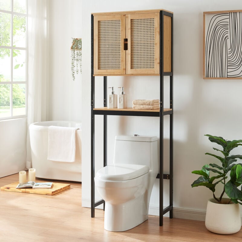 [en.casa] - Meuble wc Tervola 172 x 63 x 27 cm noir naturel