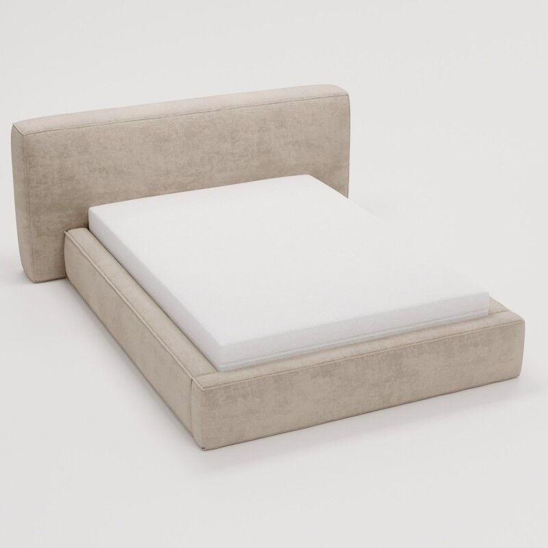 Meubler Design - Lit Coffre Tissu Chenille Mona - Tissu Chenille Beiges - 180x200, Style , x x cm