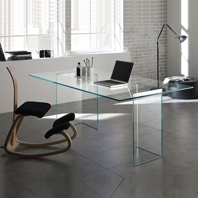 Meubler Design - Bureau En Verre Design Montana, Verre, Rectangulaire, Style Contemporain, 180 x 90 x 75 cm